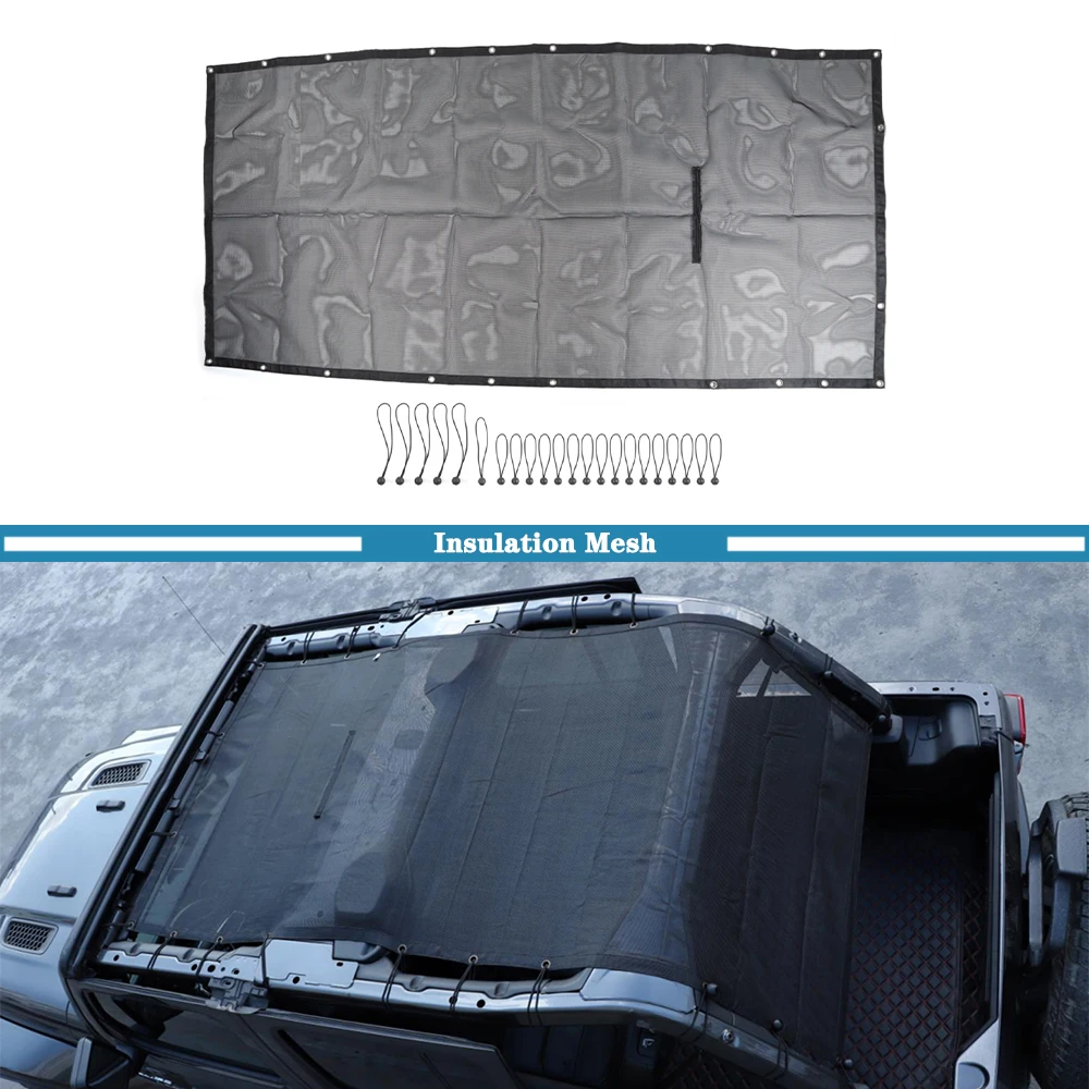 

Car Sunshade Cover Heat Insulation Net Thermal Mesh for Jeep Wrangler JL Gladiator JT 2018-2023 4-Door Exterior Accessory Black