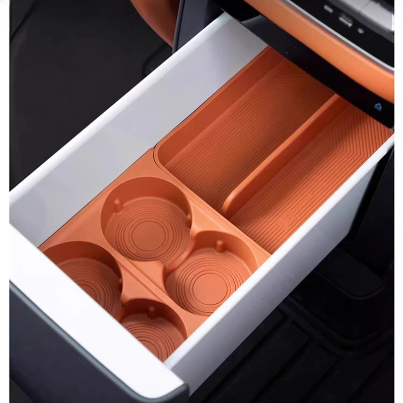 

For Li Lixiang L9 2024 2023 2022 Car Styling Refrigerator Cup Holder High-end Beverage Fixing Grid Silicone Pad Auto Accessories