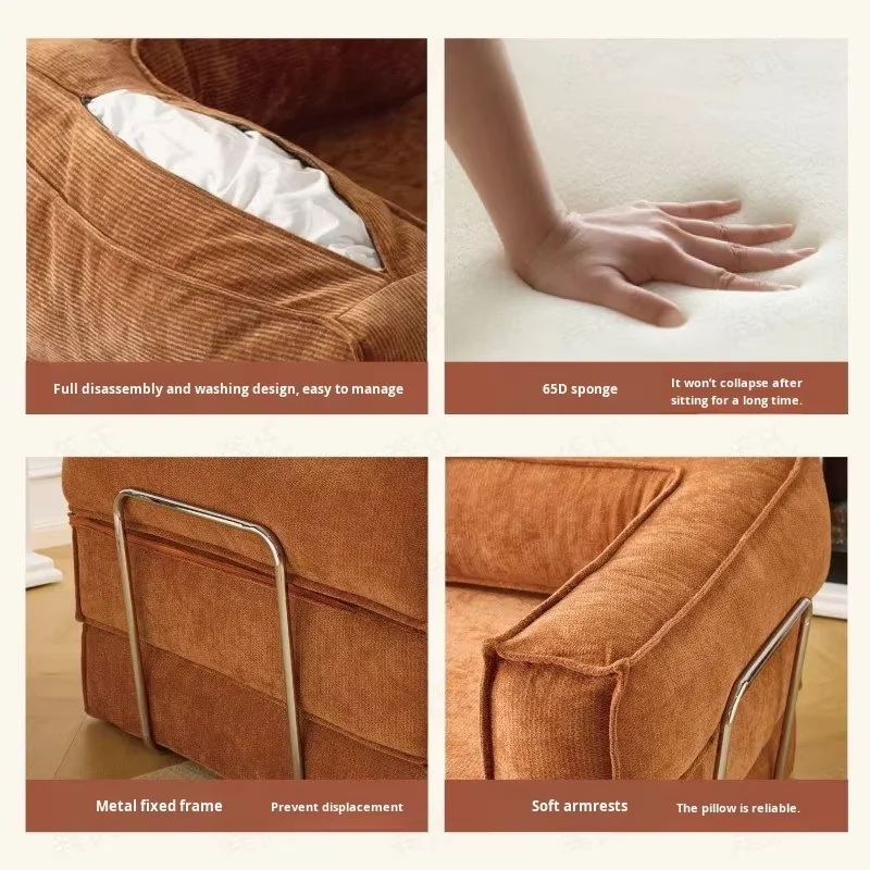 Multi Functional Sofa Bed Easy To Store Chenille Fabric Sofa High Density Foam Lounge Chair Home Office Lounge