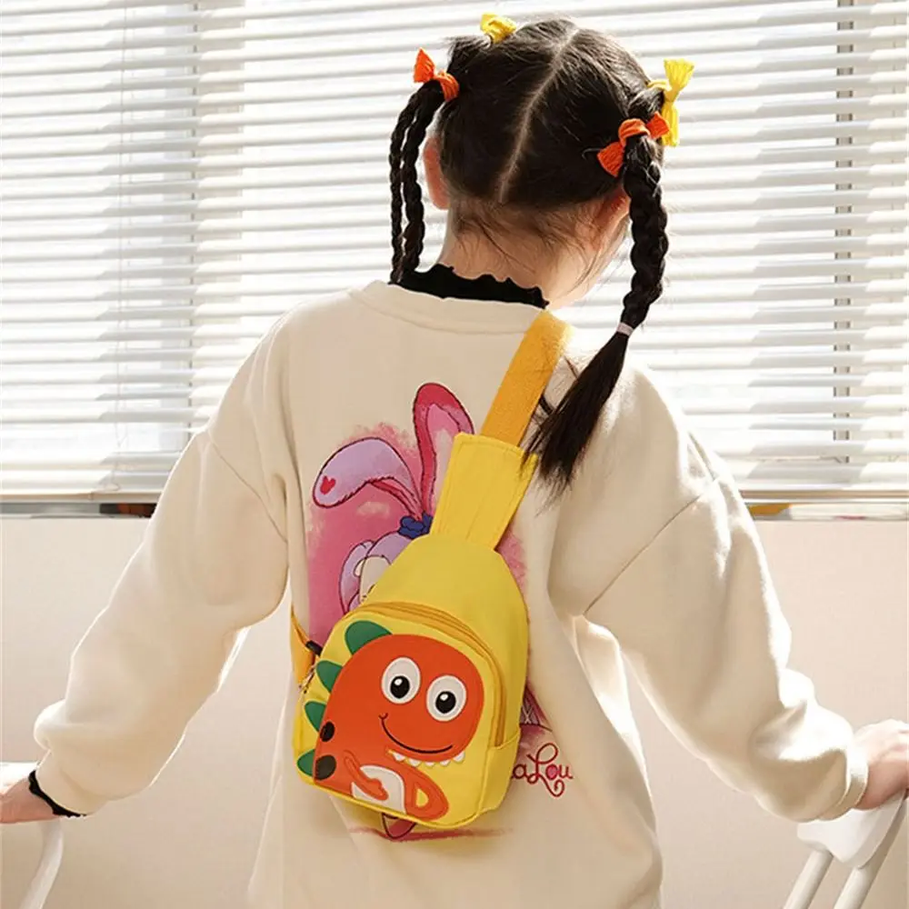 Small Toddler Shoulder Bags Cute Cartoon Dinosaur Nylon Chest Bag Mini Cross-body Bag for Outdoor Travel