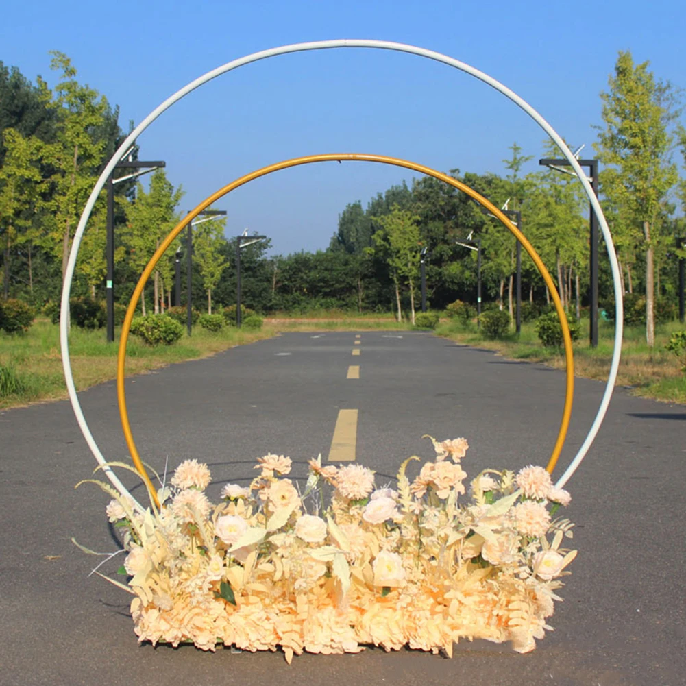 6.6FT Metal Round Backdrop Stand, Ceremony Metal Balloon Arch Stand Indoor Outdoor for Birthday Wedding Decoration