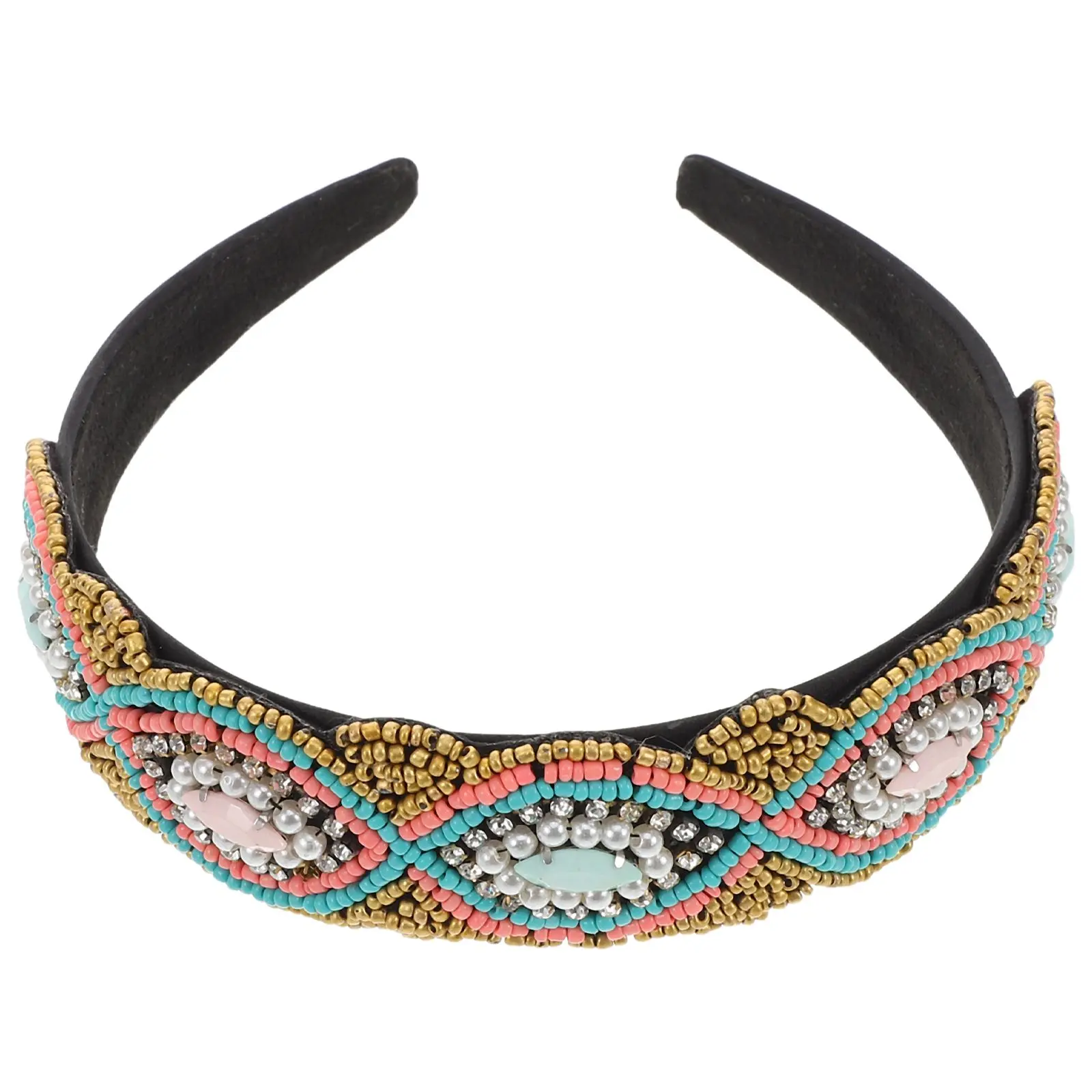 

Handmade Pearl Headband Tea Party Headbands for Women Dressy Embroidered Bejeweled