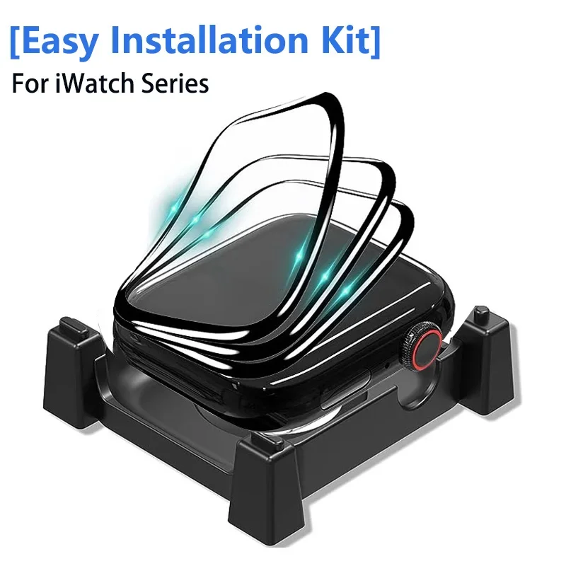Instalar bandeja protetor de tela para apple watch série 9 8 7 6 5 4 3 se película protetora iwatch ultra 49mm 45mm 41mm 44mm 42mm 40mm