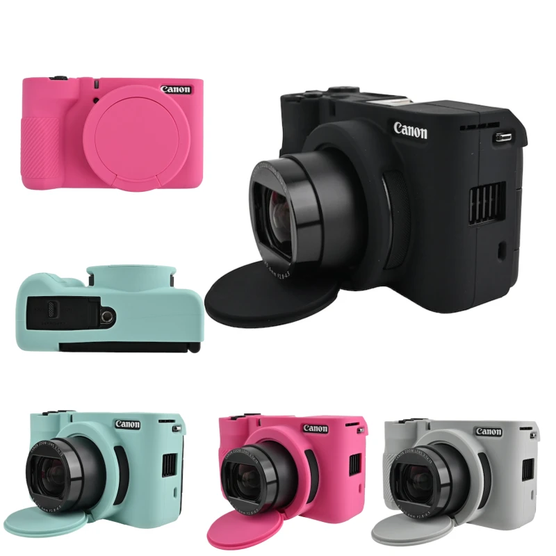 Soft Silicone Protective Lens Cap Cover for Canon Powershot V1 Camera Anti-scratch Cute Design Anti-dust Camera Bag Accessory