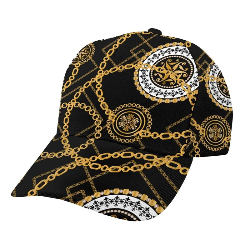 

Noisydesigns Luxury Black Baseball Cap Women Men Outdoor Visor Hats Adult Snapback Gold Chain Circle Femme Luxe 2022 Dropship