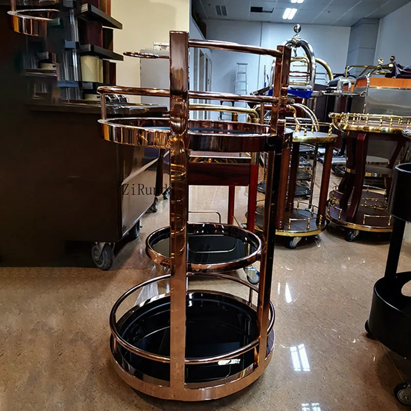 Розовое золото, многофункциональная ресторанная стойка для хранения чая и вина, тележка