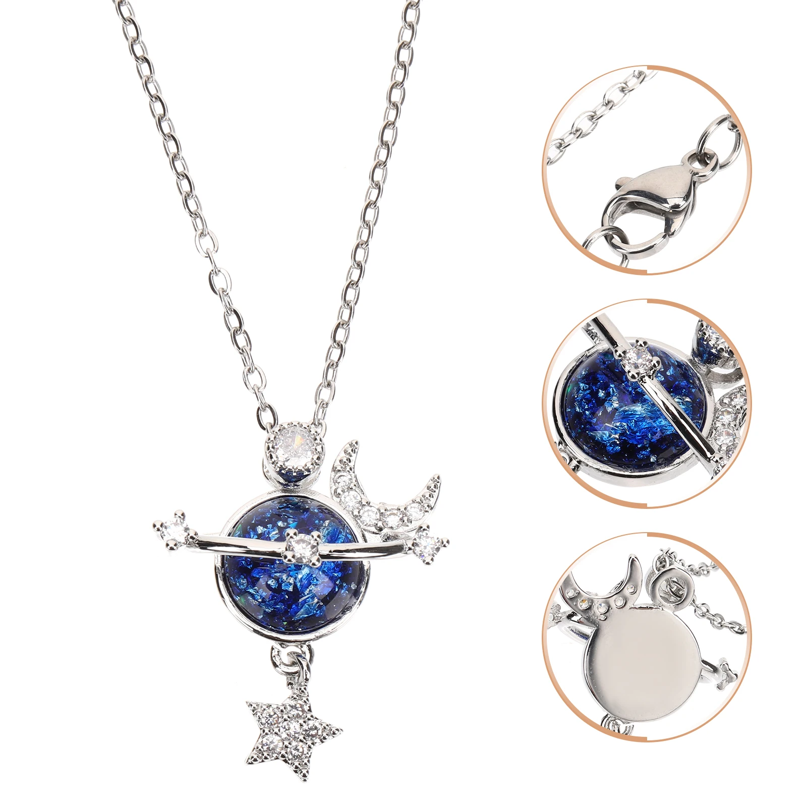 

Planet Necklace Pendant Clavicle Chain Women Star for Girls Necklaces Copper Spiritual Jewelry Miss