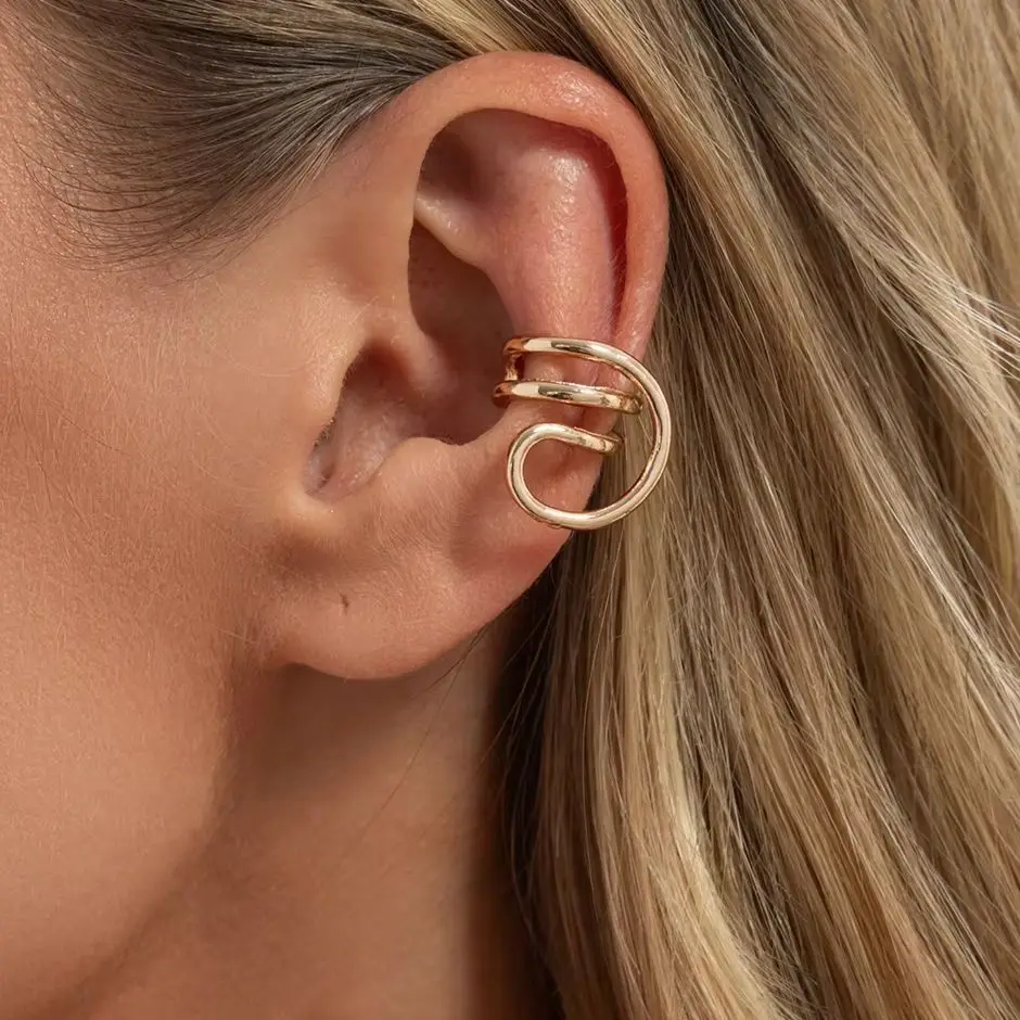 IngeSight.Z Simple Fashion Metal Geometric Spiral Clip Earrings Women 2027 New Creative Gold Color Non Piercing Ear Cuff Jewelry