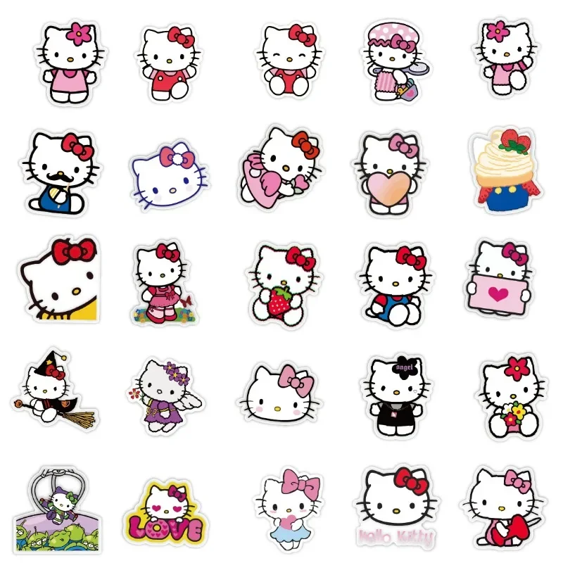 50PCS Hello Kitty Cat Stickers Party Gift for Toddlers Kids Boys Girls Adults Classroom School Prizes Luggage Decoration