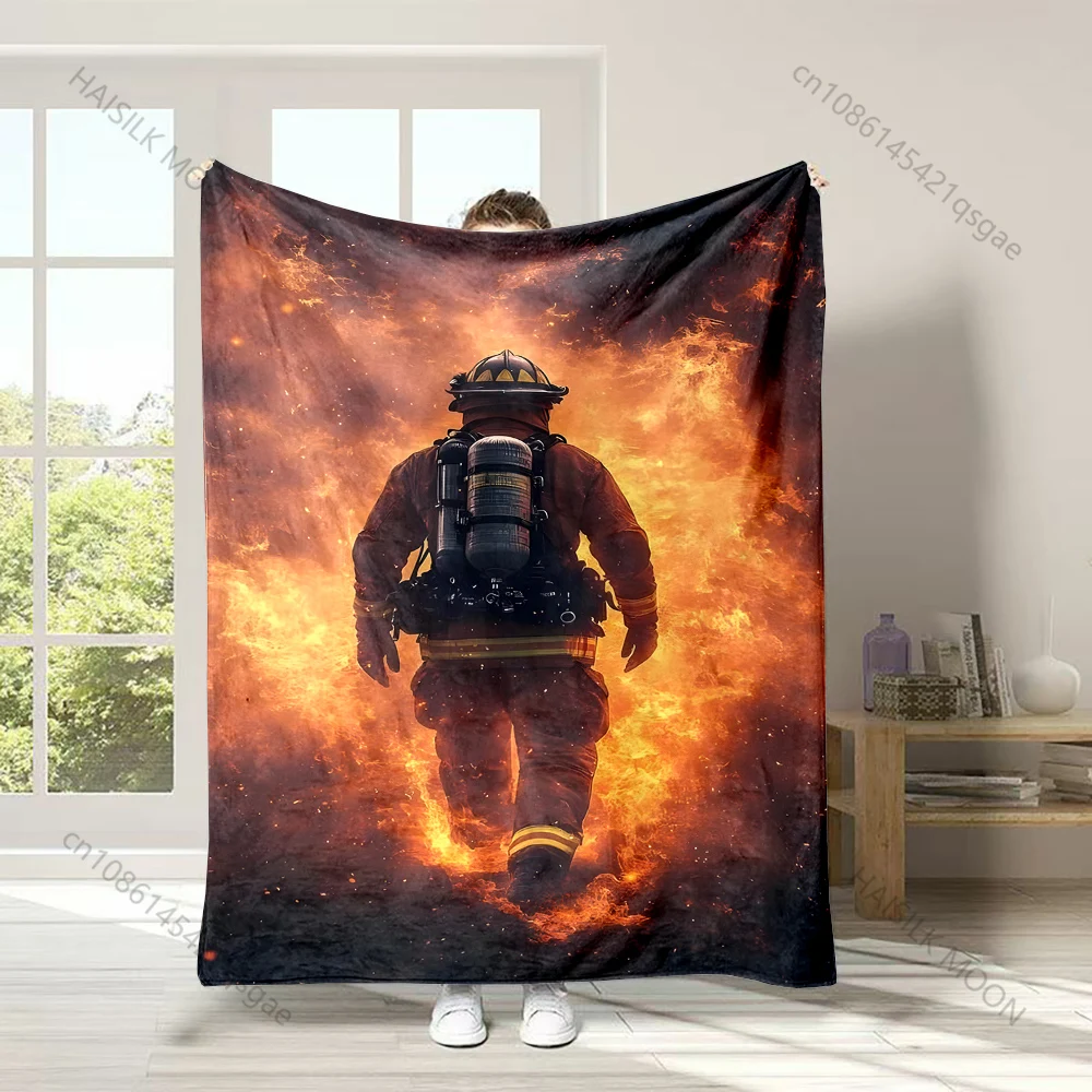 Firefighters Brave A Sea of​Flames Print Adult Children Warm Blankets Home Travel Car Soft Comfortable Suitable for All Seasons