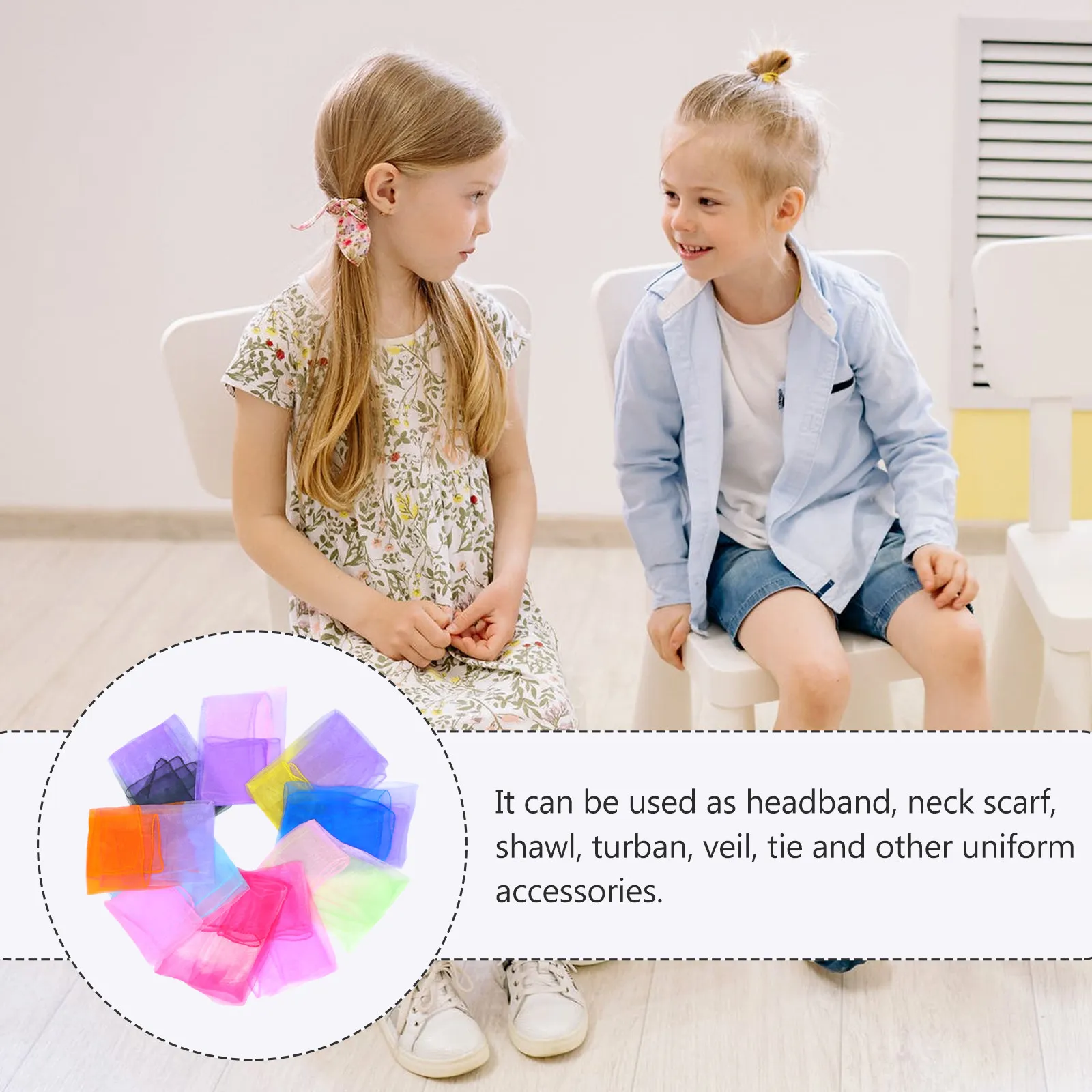 

30Pcs Gradient Small Kids Scarves Supple Velour Lightweight Breathable for Dance Performance Kindergarten Creative Neck Scarves