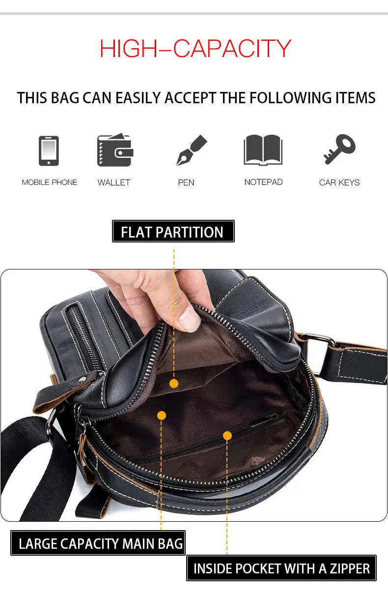 Bolso cruzado informal de piel de vaca auténtica para hombre, bolsa Vertical de pecho para móvil