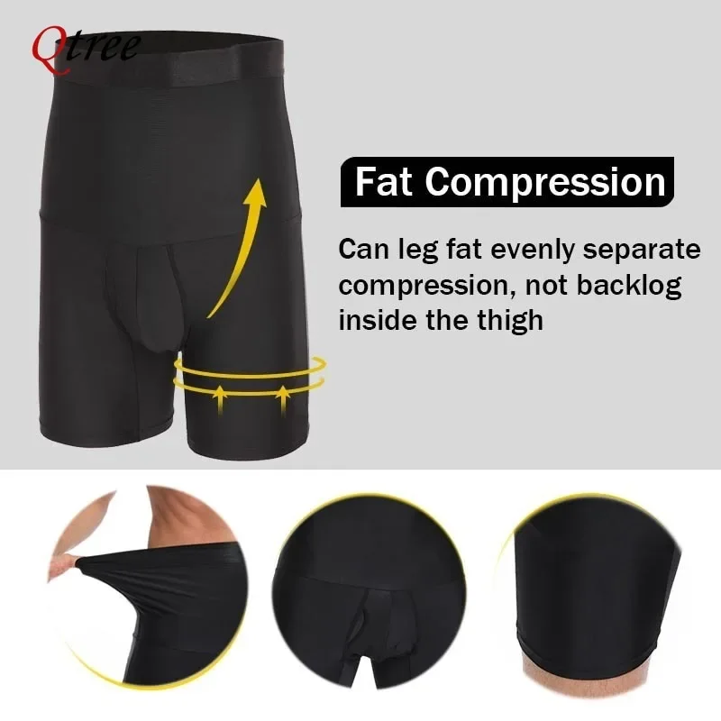 Qtree masculino emagrecimento shapewear abdômen redutor compressão shorts barriga magro corpo shaper cintura trainer boxer espartilho calça de fitness