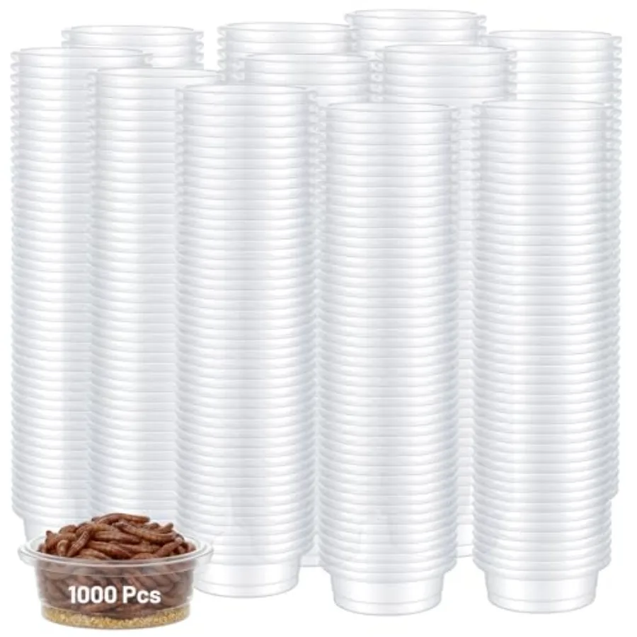 

【Spot goods】980PCS Gecko Feeding Cups 0.5oz Clear Plastic Reptile Feeder Bowls Food and Water Feeder Bowls for Lizard and Other