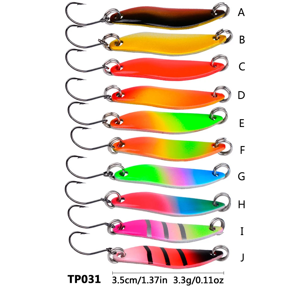 PROBEROS 1pcs Spinner Bait 10 Colors Miniature 3.5cm 3.3g Metal Colourful Sequin Lure VIB Spoon Fishing lure Wobbler Bass TP031