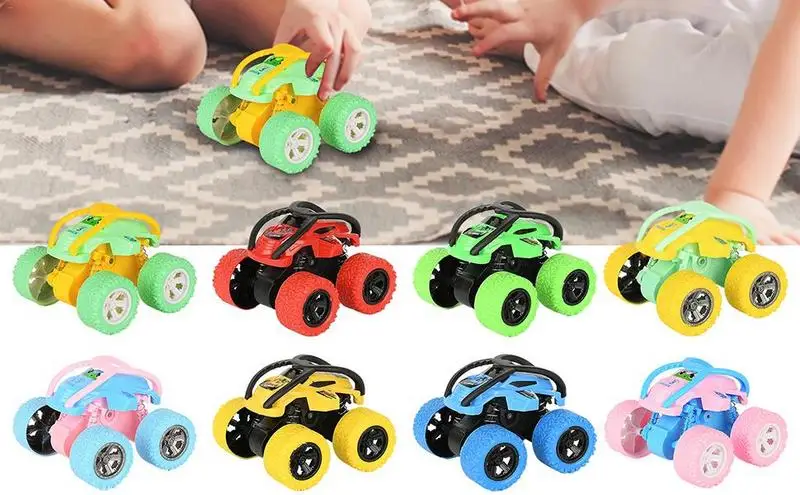 

Stunt Pull Back Car For Boys Mini Four Wheel Drive Stunt Rolling Inertial Off Road Vehicle For Kids Push And Go Friction Powered