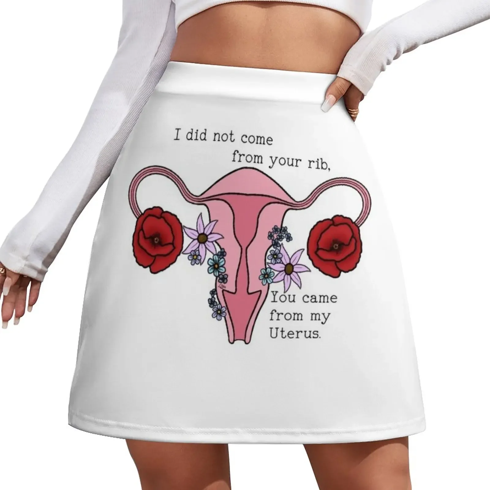 

Feminist flower uterus Mini Skirt Women's summer dress School uniform Women skirts