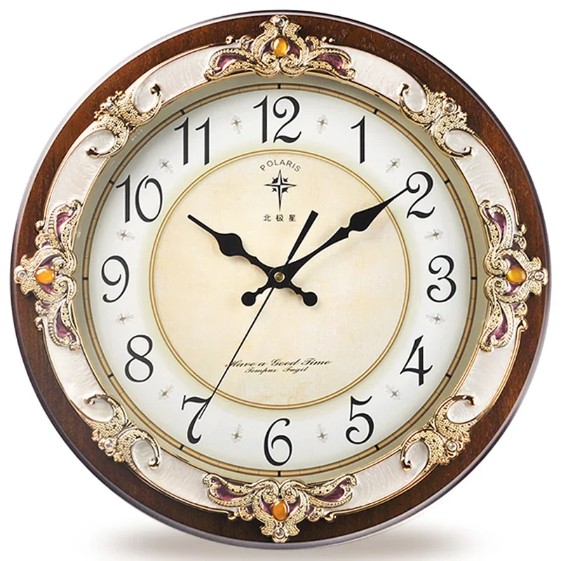 

3d Large Wall Clock Vintage Living Room Wood Clocks European Style Silent Clock Creative Loft Relogio De Parede Home Decor SC352