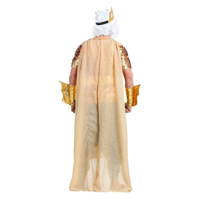 

King Poseidon Cosplay Fantasia Costume Disguise Adult Men Robe Pants Role Play Outfit Halloween Carnival Party Clothes