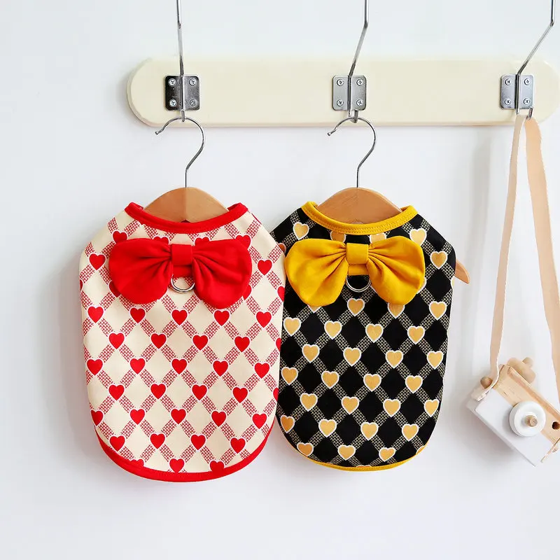 

Sweet Love Checkered Dog Clothes Pet Autumn New Sportswear Teddy Bear Soft Hoodie Dog Warm Clothes Chihuahua Pet Clothes