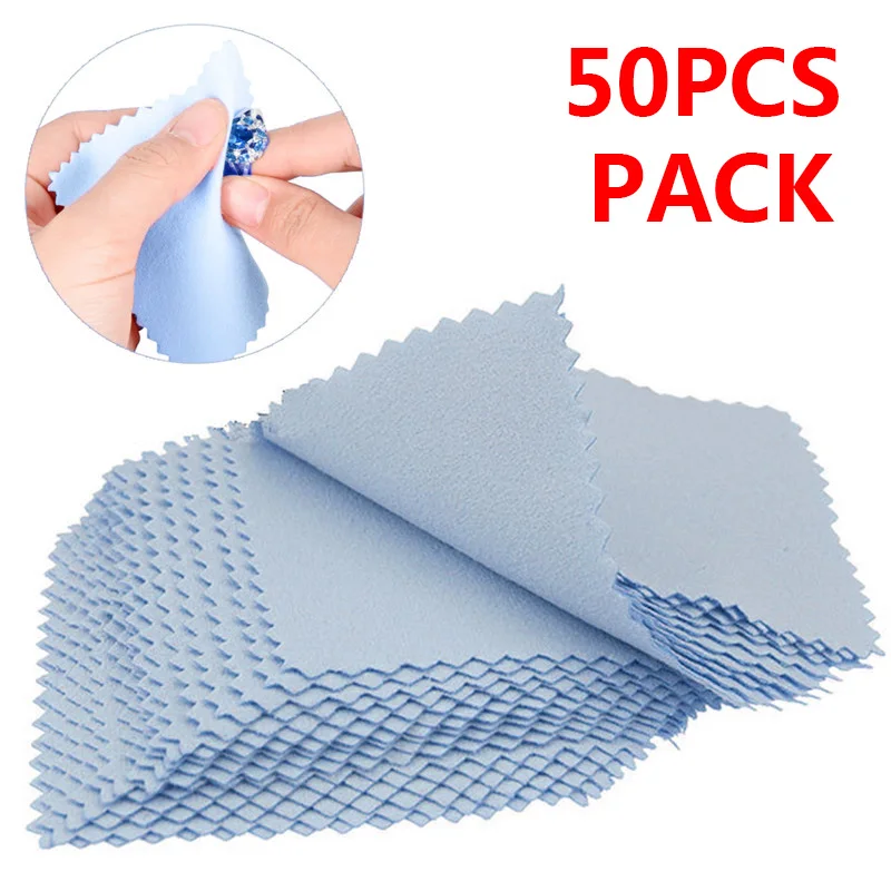 50PCS/10PCS Polish Polishing Cloth Silver Color Phone Screen Cleaning Soft Clean Wipe Wiping Cloth for Silver Gold Jewelry Tool