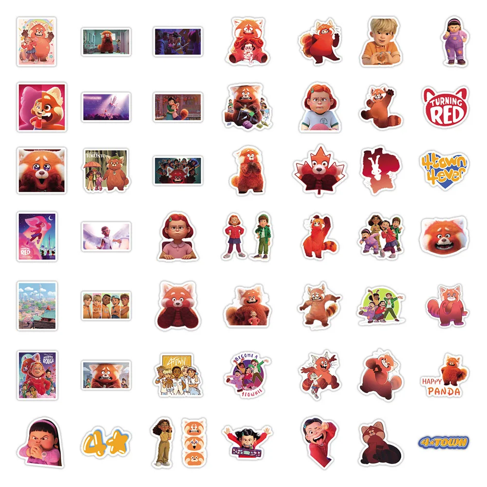 10/30/50pcs Disney Movie Turning Red Stickers Decal Kids Toy Laptop Luggage Phone Car Skateboard Diary DIY Phone Cartoon Sticker