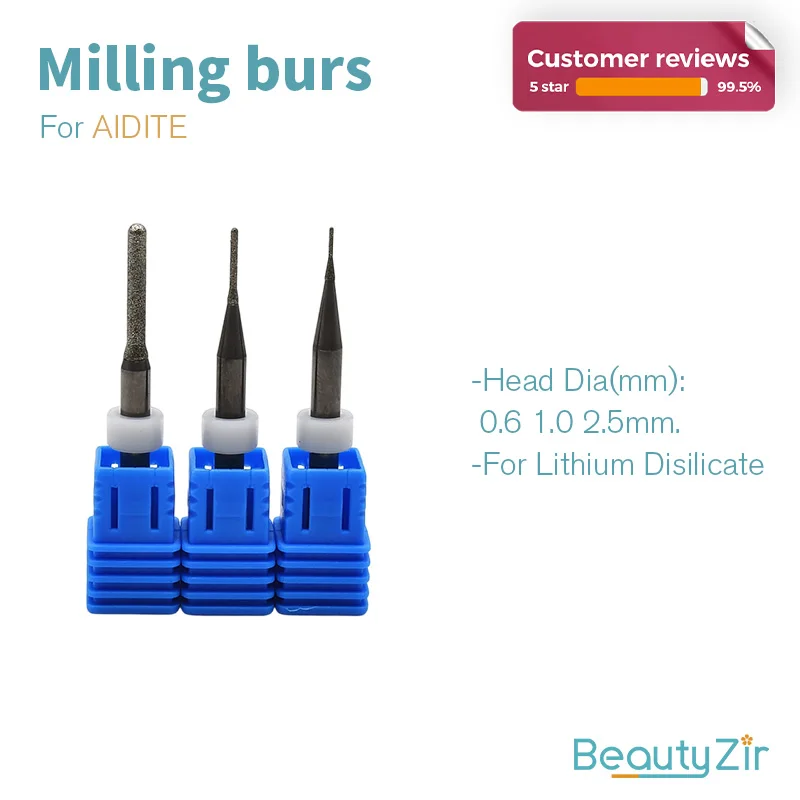 Aidite AMW-520 Milling Burs (2Pieces) Dental Tool For CAD/CAM Zirconia Block  Lithium Disilicate milling job