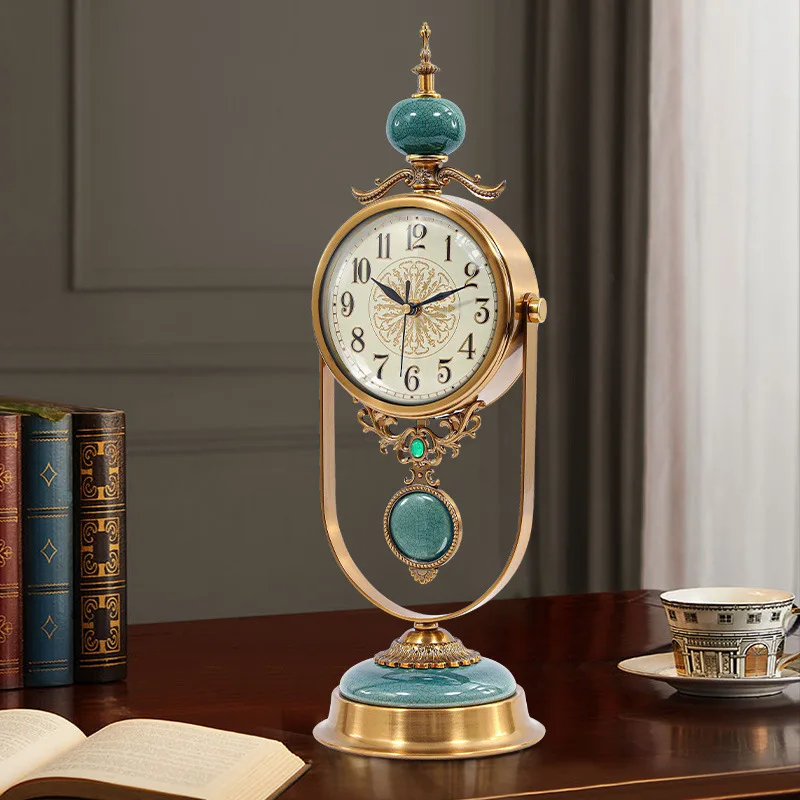 

European clock ornament Living room light luxury swing table ornament American placement desktop clock desktop