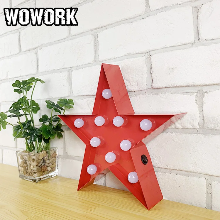 2023 Wowork Led Metal Vintage Twinkle Star Partytent Bord Licht Voor Kerstversiering