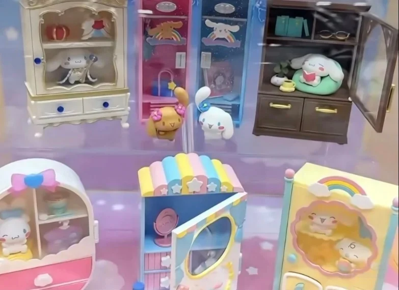 サンリオ ビッグイヤードッグ シナモロール クローゼット ミニチュア ドールハウス ワードローブ ディスプレイ おもちゃ コレクタブル ブラインドボックス フィギュア