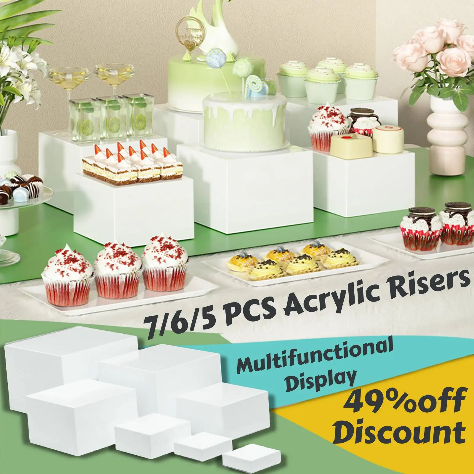 5/6/7x Buffet Riser Tabletopc Risers Display Stands Food Risers for Buffet Table for Food Parties Wedding Brunch Small Figurine