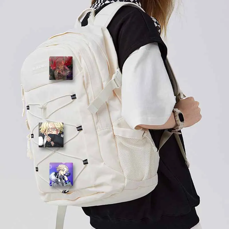 Anime Tokyo Revengers Square Badges Cartoon Manjiro Sano Izana Kurokawa Brooch Pins on Clothes Backpack Accessories Xmas Gifts