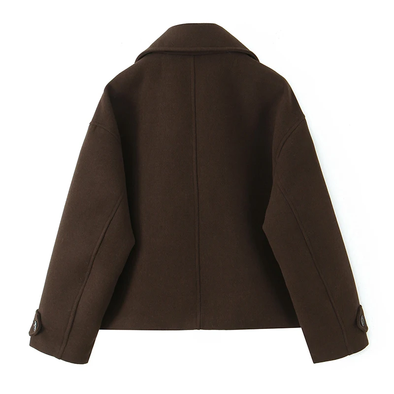 Giacche Vintage Collo con risvolto Maniche lunghe Donna Chic Abiti da donna Moda donna Trench doppiopetto solido