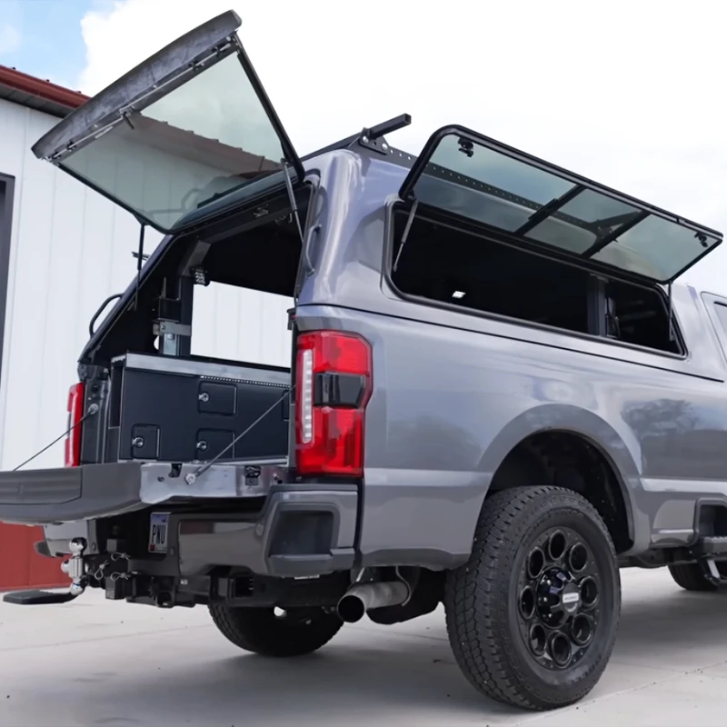 High Quality Aluminum Alloy Waterproof Locking Hardtop Pickup Truck Topper with Tailbox