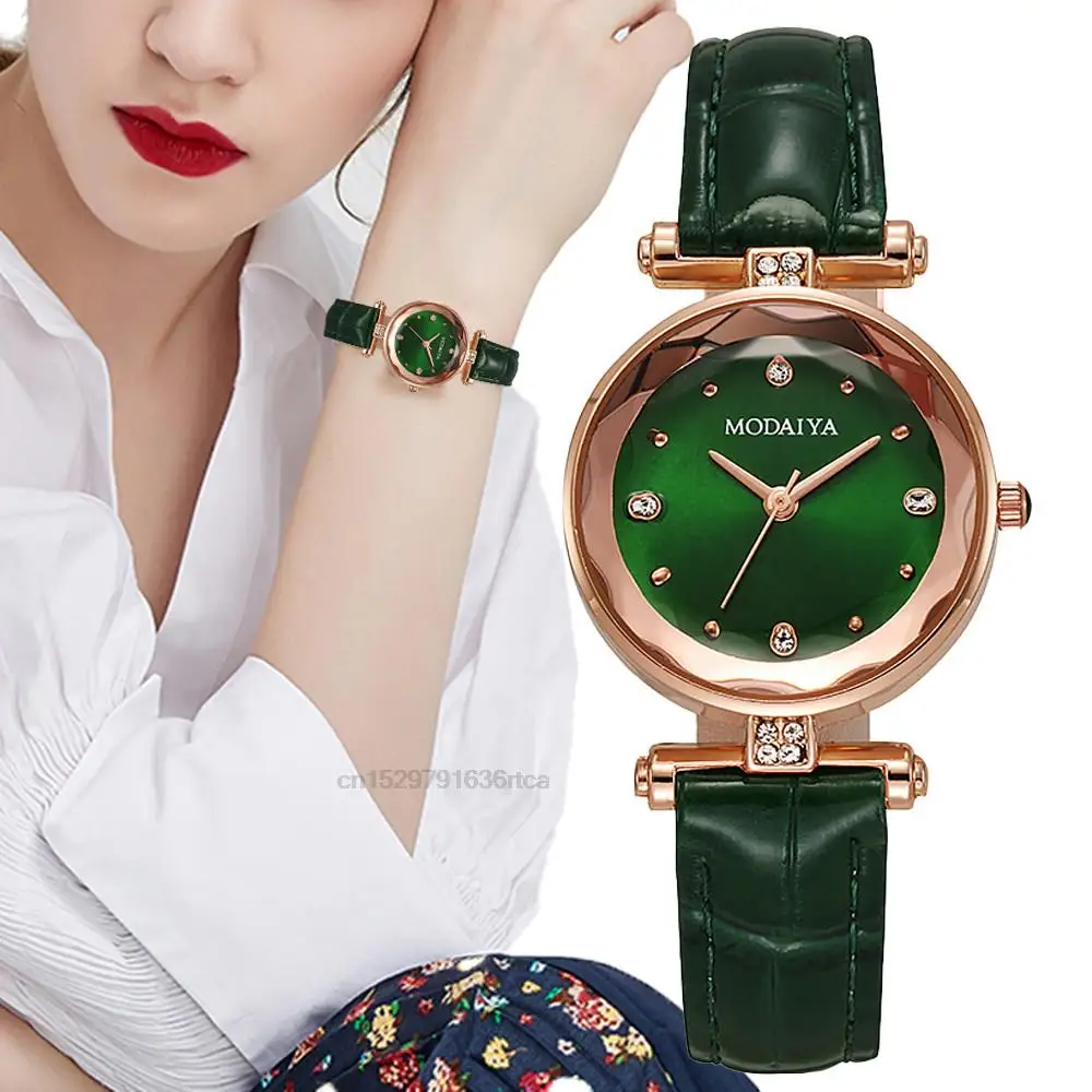 Luxury Watches Women Diamond -Studded Retro Dress Quartz Watch Casual Bamboo Pattern Leather Strap Ladies Clock Relogio Feminino