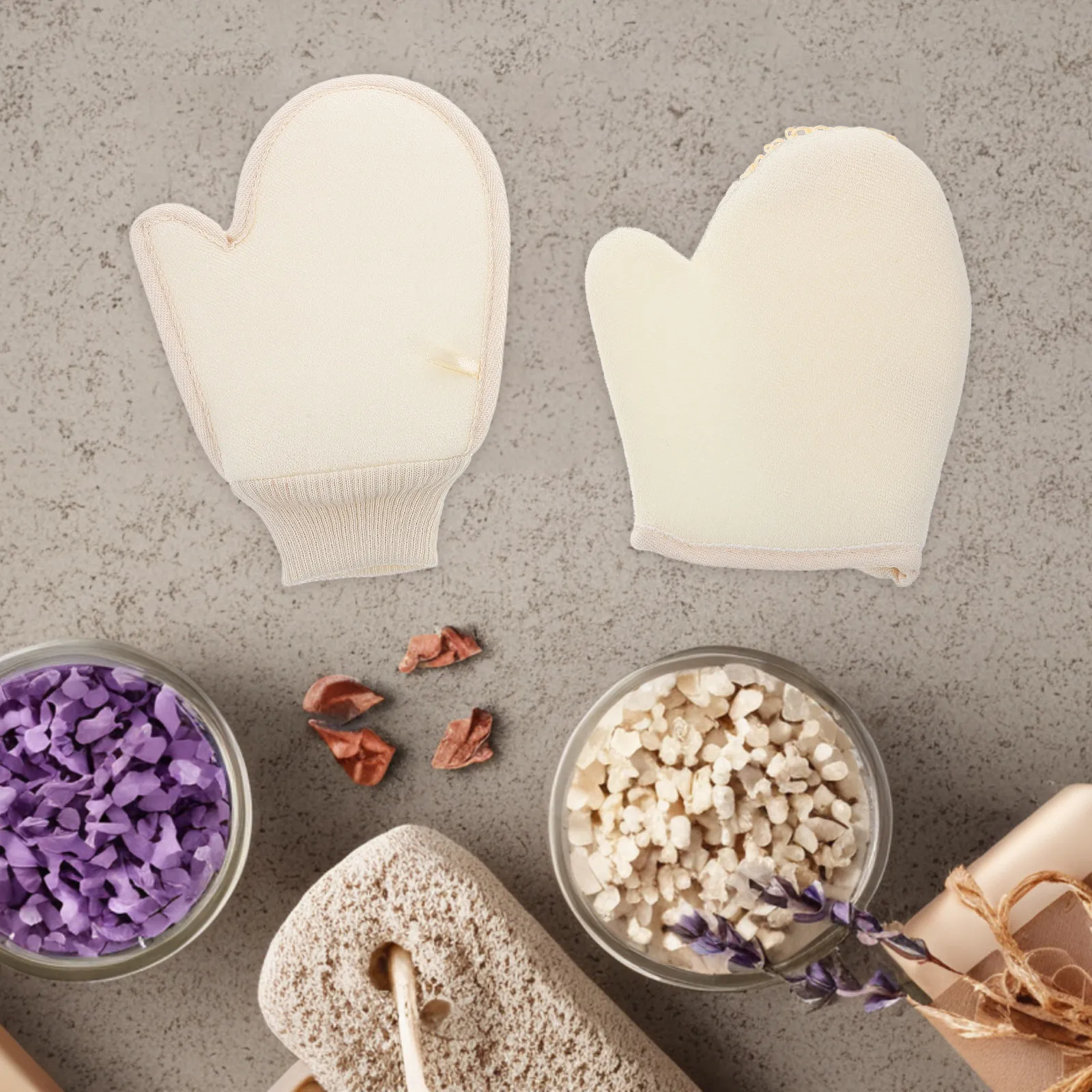 

2Pcs Cotton Linen Blend Exfoliating Bath Gloves Natural Sisal Body Scrubber Full Hand Coverage for Shower Spa Skin Smoothing