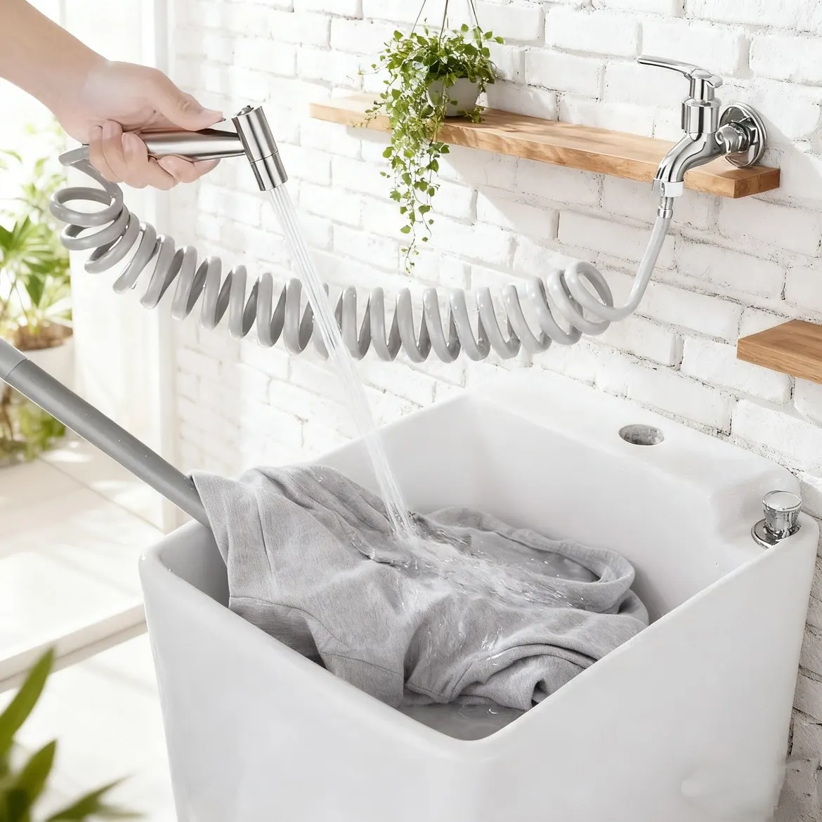 

Handheld Bidet Spray Set 304 Stainless Steel Nozzle Bathtub Sprayer Self Cleaning Function Bathroom Faucet