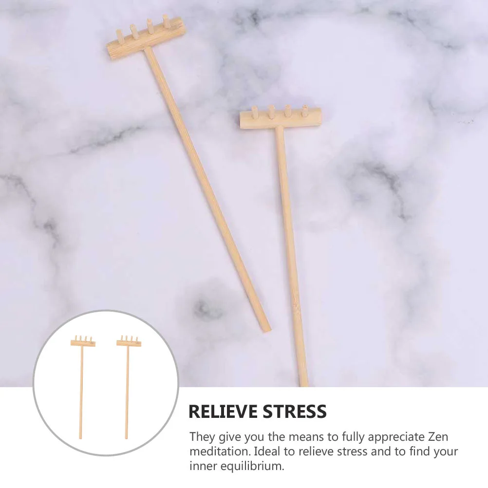 

2Pcs Mini Zen Garden Rakes Traditional Four Tooth Design Perfect for Desktop Sand Tray Meditation Stress Relief