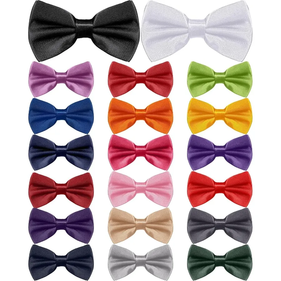 20 Pezzi Papillon da Uomo Formale in Raso Solido Tuxedo Lunghezza Regolabile Papillon PreAbbigliati per la Celebrazione del Matrimonio Perfetto per Gro