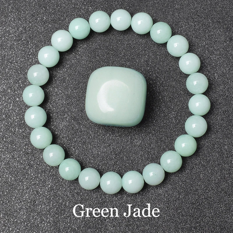 

Natural Green Jades Bracelets Women Real Jades Stone Beads Bracelet Men 6/8mm Round Elastic Rope Ladies Genuine Jewelry Gift