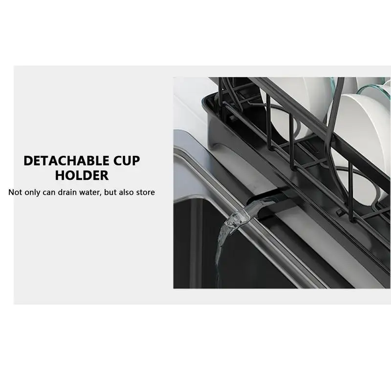 Stendino per piatti Stendino per piatti multifunzionale a 2 livelli e vassoio di drenaggio Colino per piatti con vassoio per scolapiatti Portabicchieri e utensili