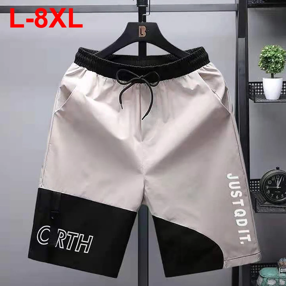 

Мужские шорты больших размеров 8XL, летние повседневные пляжные шорты, свободные спортивные шорты в стиле пэчворк, мужские шорты большого размера 7XL