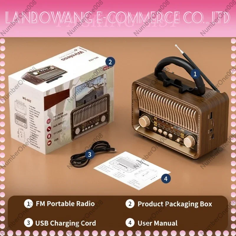 Retro Portable Radio AM FM SW 3 Band Radio USB Rechargeable with Antenna Seniors - view 5