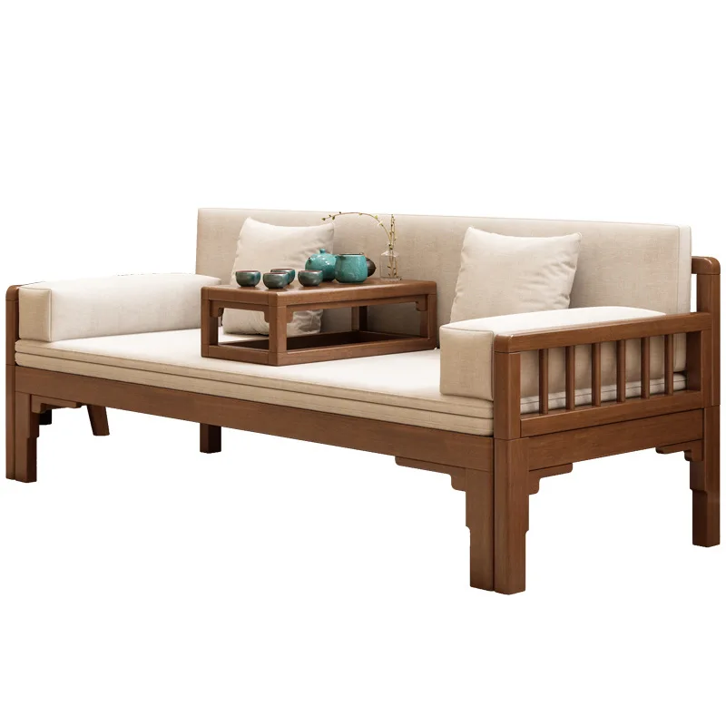 

style small apartment modern simple household push-pull solid wood sofa furniture living room flat couch expansion bed