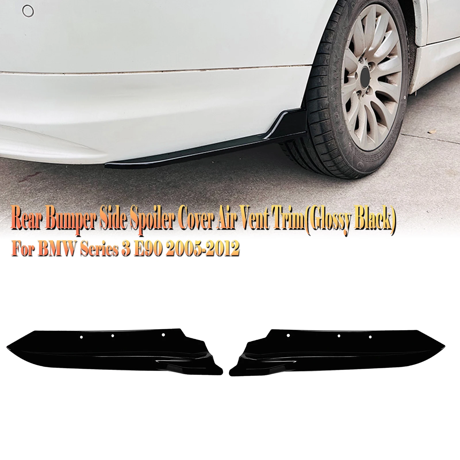 Car Rear Bumper Side Spoiler Cover Lower Corner For BMW 3 Series E90 2005-2012 Base Version