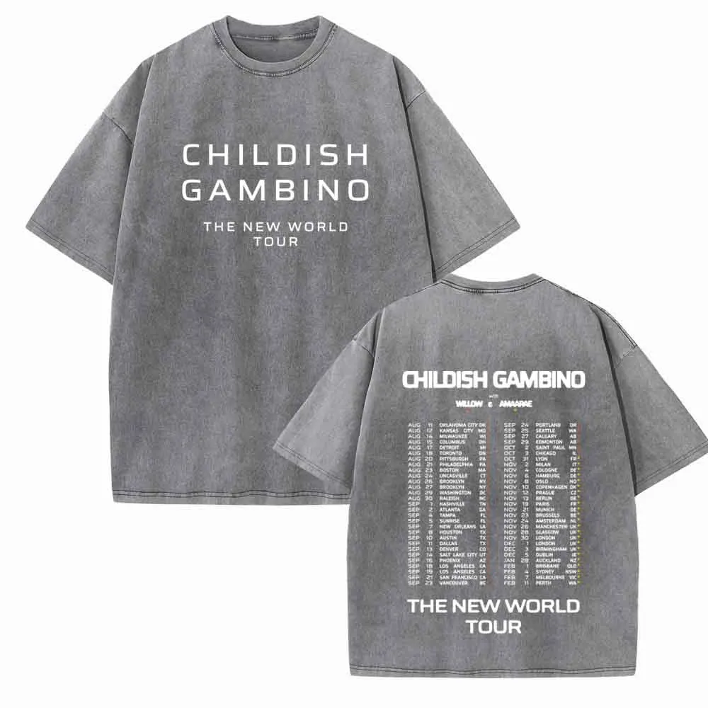 Childish Gambino The New World Tour 2024 Shirts Vintage Harajuku Summer  Unisex O-Neck Short Regular  Sleeve Cotton T-Shirts