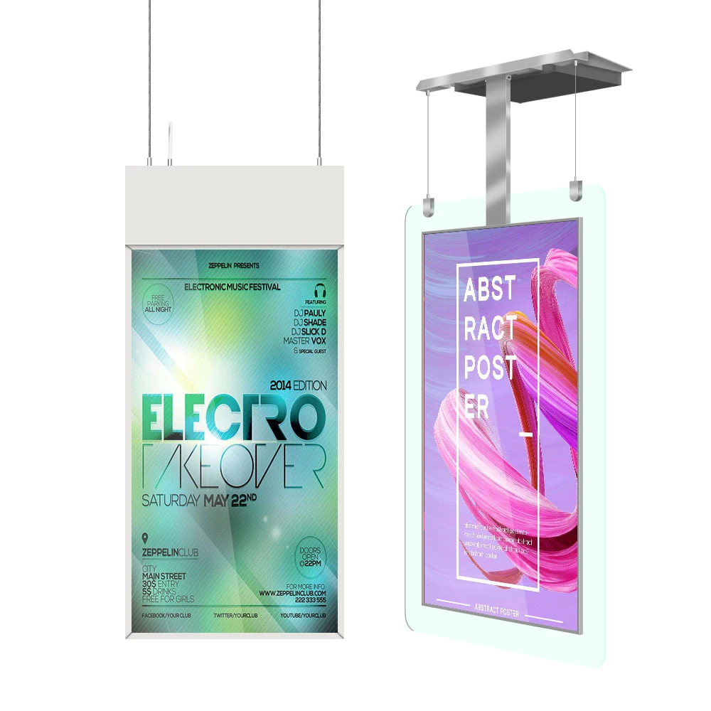 Ultra Thin Suspended Digital Signage Wholesale Price 43 55 Inch Double Sided Screen 2K Display Screen Advertising Display Kiosk