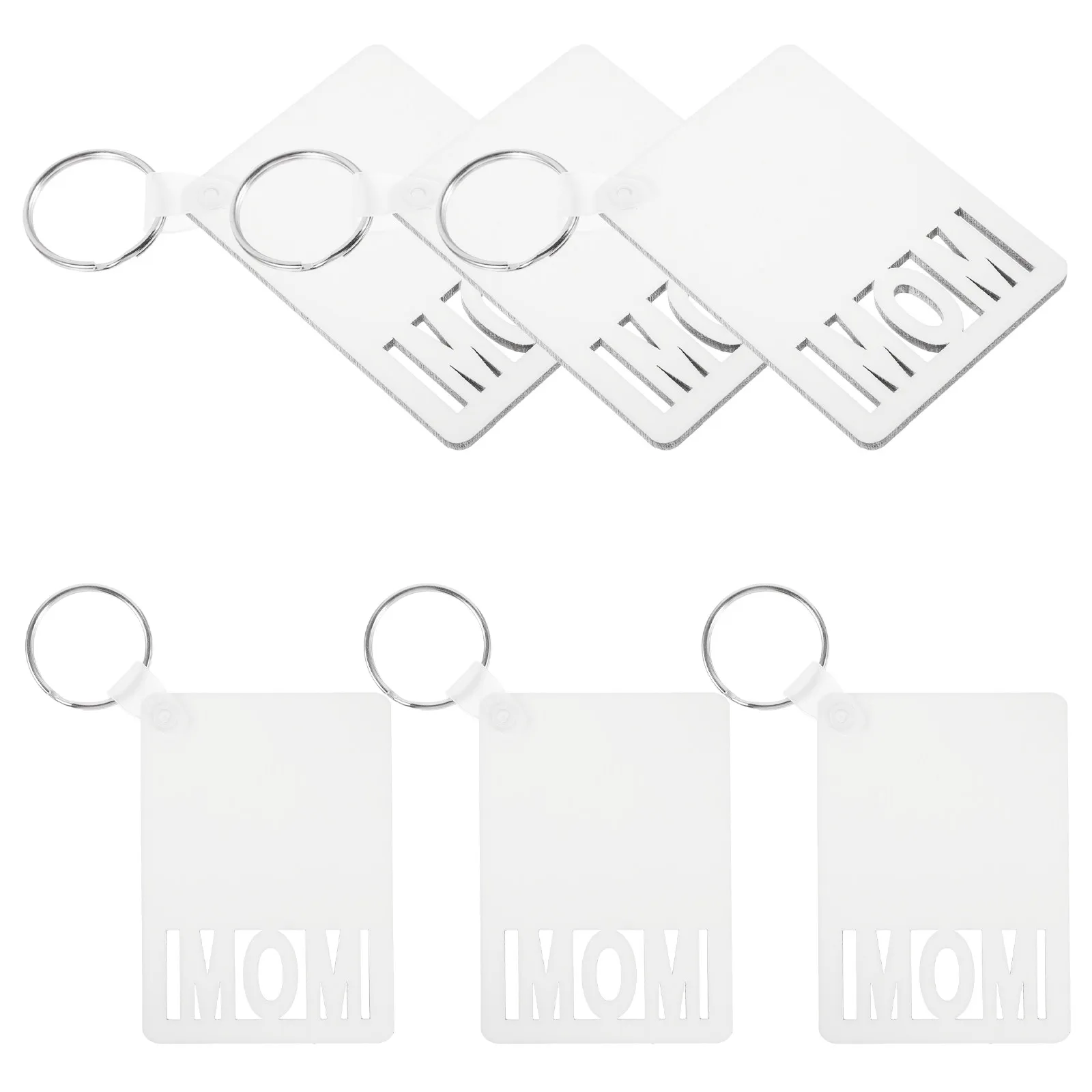 6Pcs Sublimation Blank Mom Sign Keyring DIY Heat Transfer Craft Supply for Mother's Day Gift Decor Bag Backpack Purse Handbag