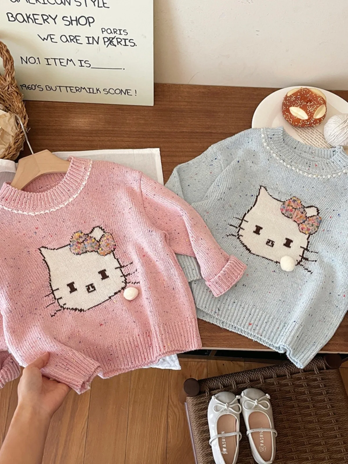 

Корейский вязаный свитер с принтом Sle для девочек, осень-зима, модный базовый слой, верхняя одежда, милый трикотаж