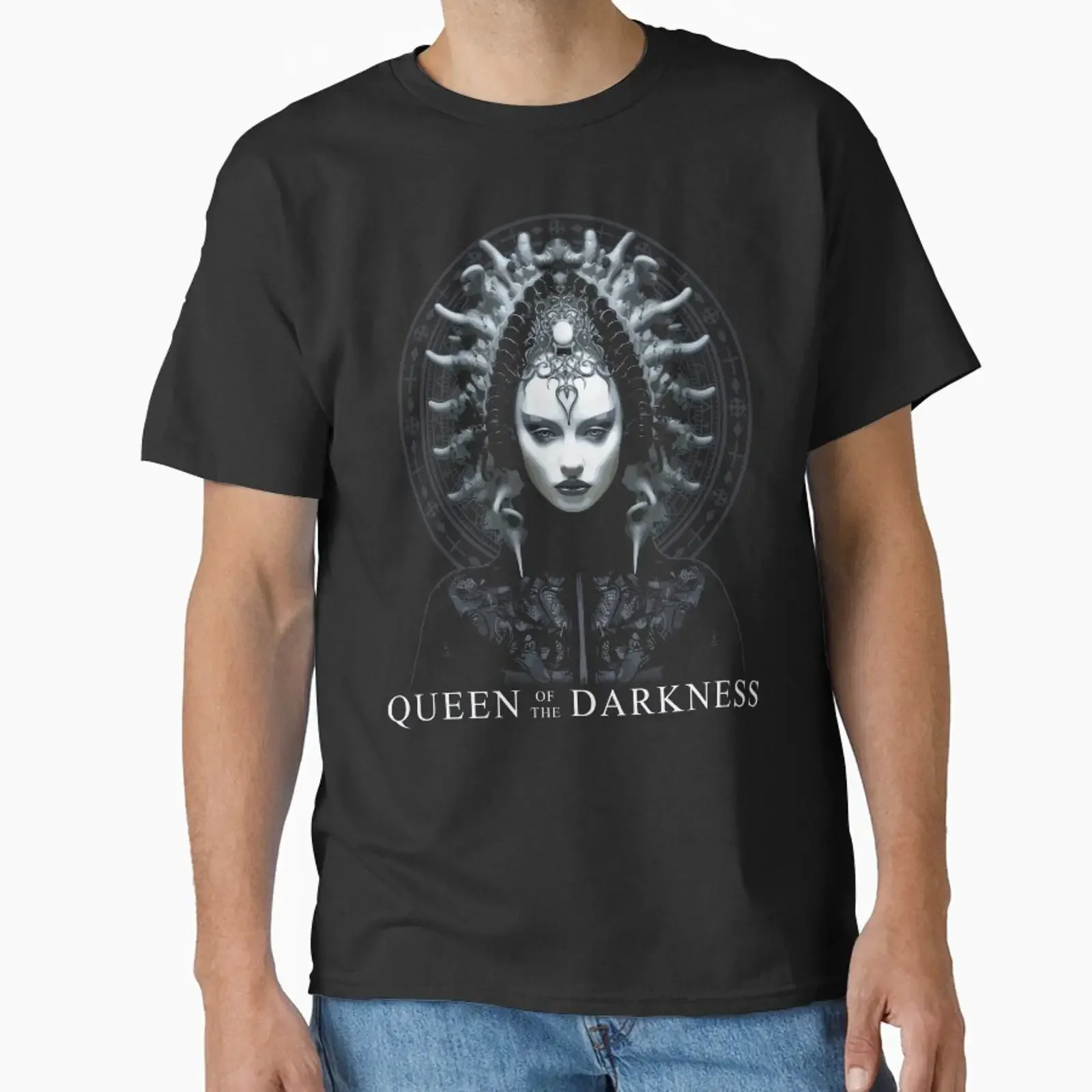 Queen of the Darkness Gothic Priestess Goth Esoterica Classic T Shirt vintage Washed Stretched streetwear Casual Unisex fashion